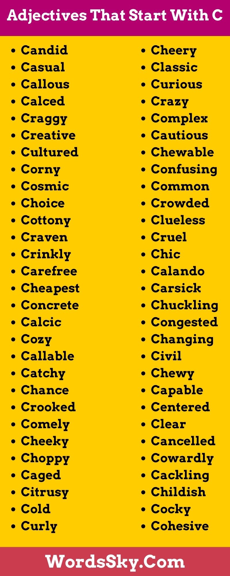 Adjectives That Start With C