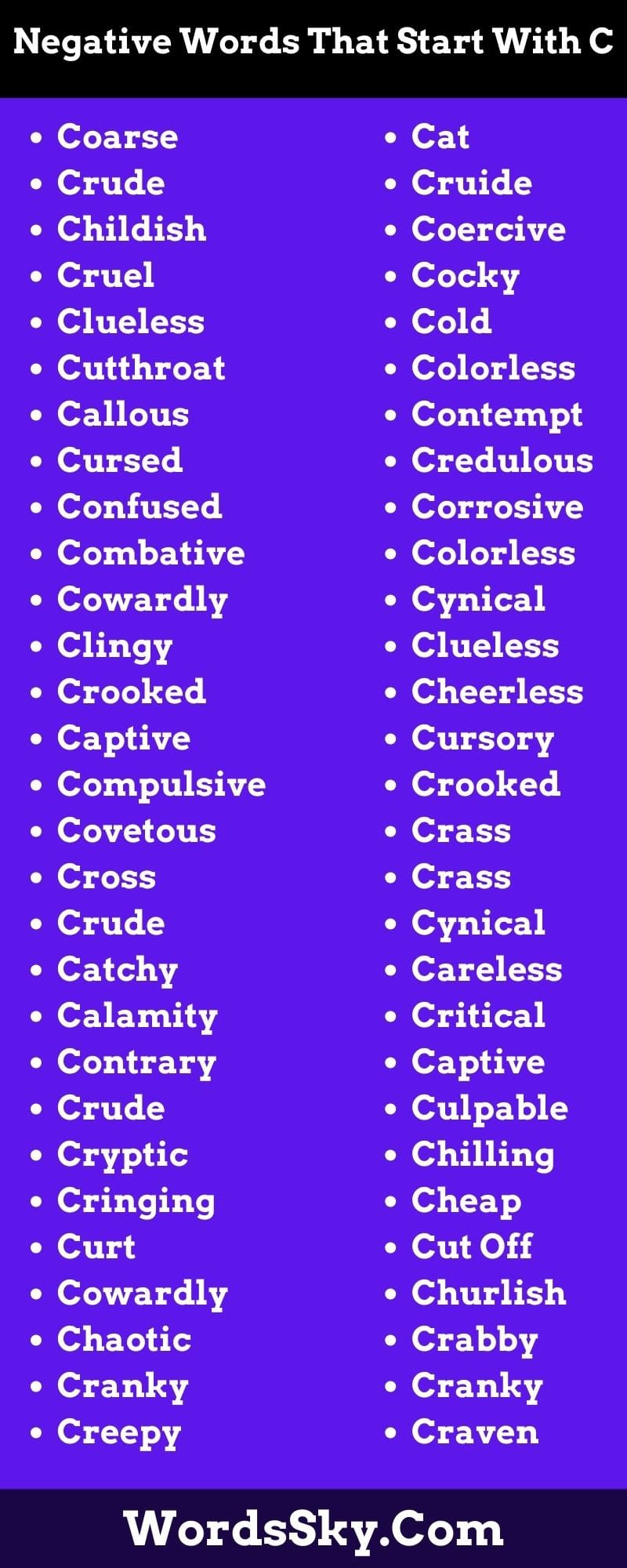 Negative Words That Start With C