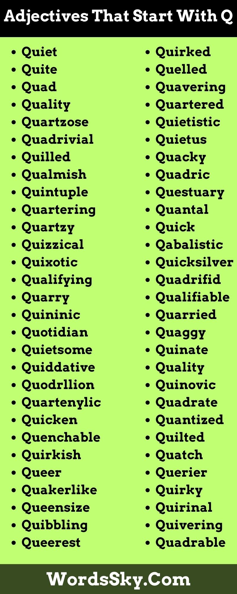Adjectives That Start With Q