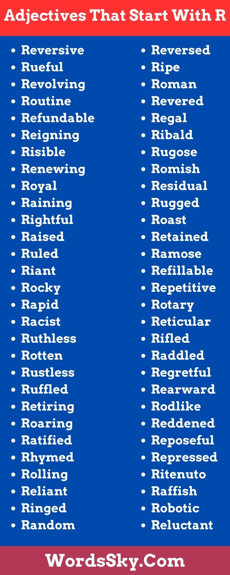 Adjectives That Start With R