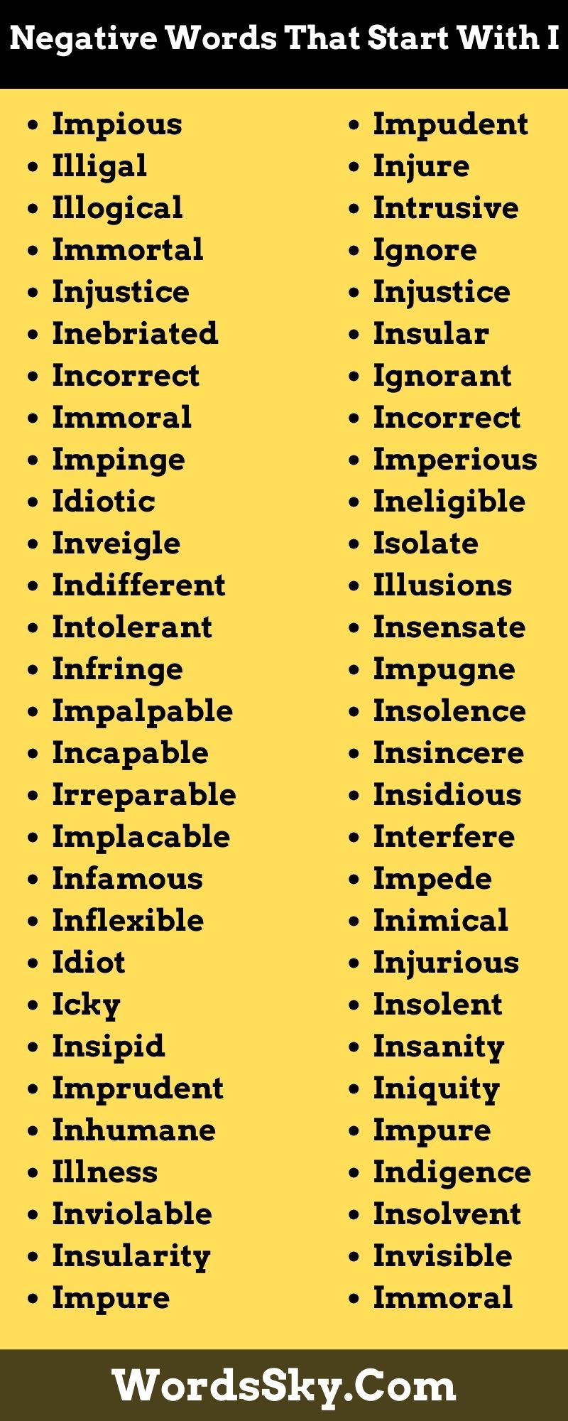 Negative Words That Start With I