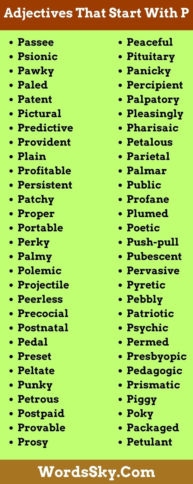 Adjectives That Start With P